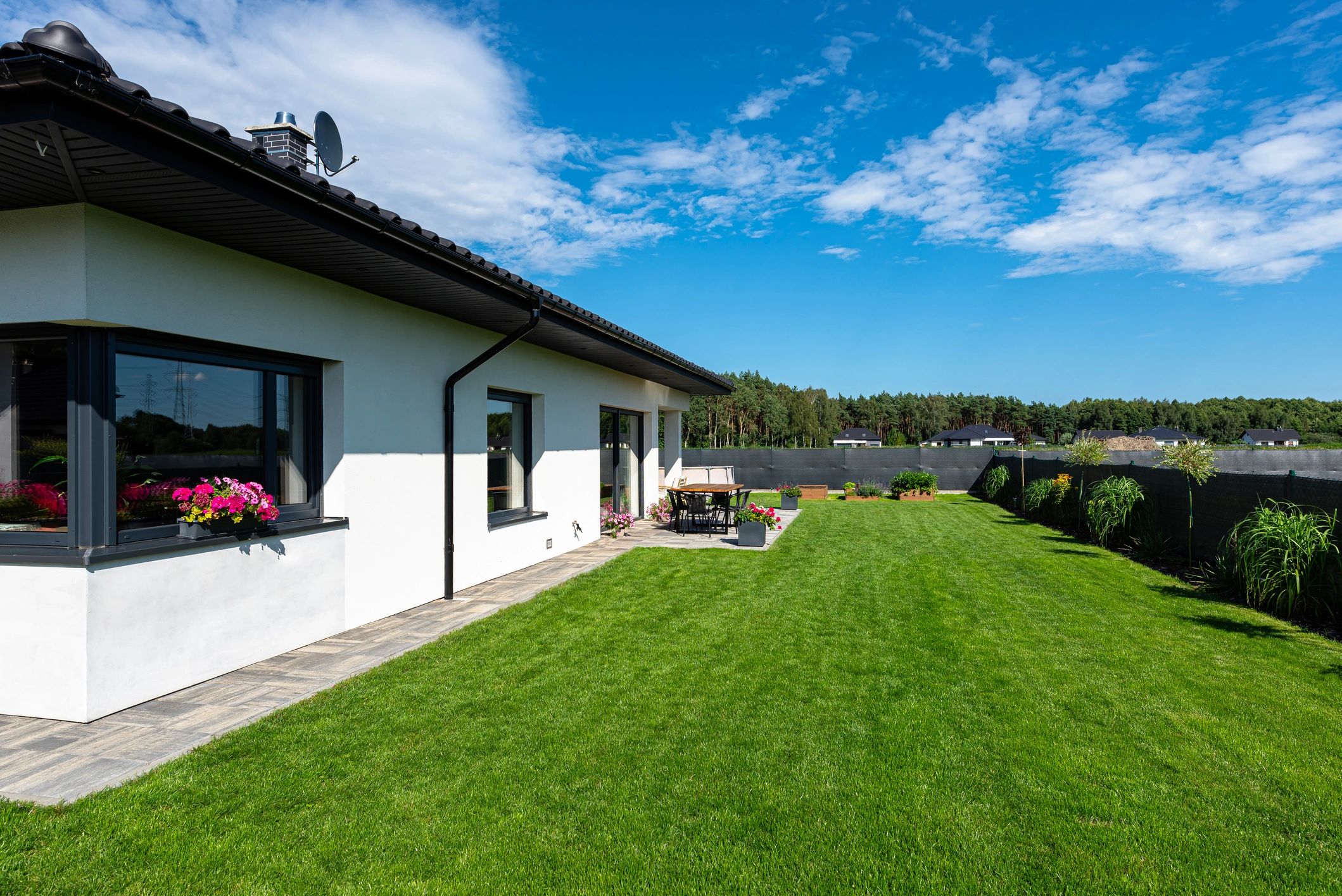 Landscaped luxury home exterior